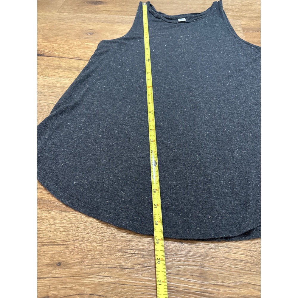 Old Navy Womens Charcoal Gray Gold Metallic Flecked Tank Top Large Scoop Neck - Picture 7 of 7